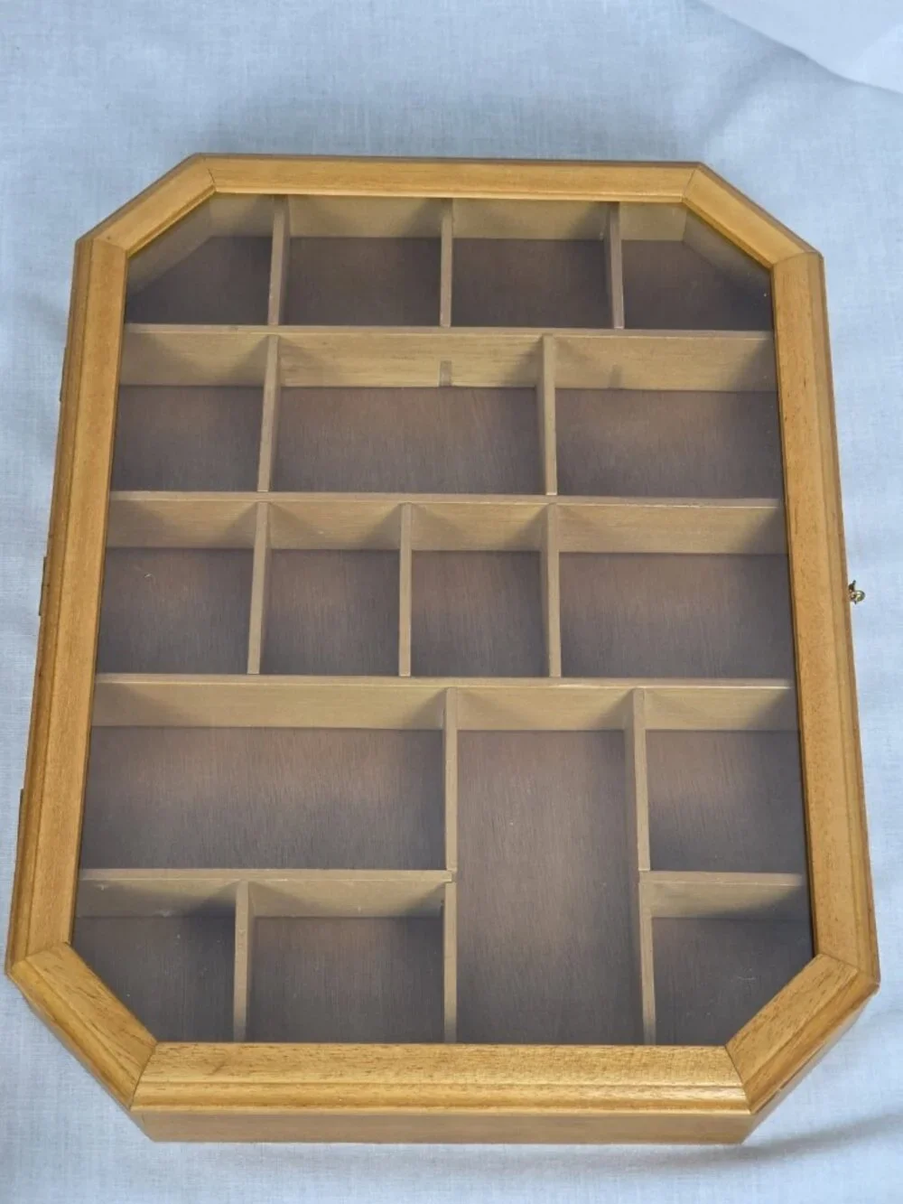 Vintage Wood Glass Door Trinket Curio Shelf Display NEW Cottagecore Grandma